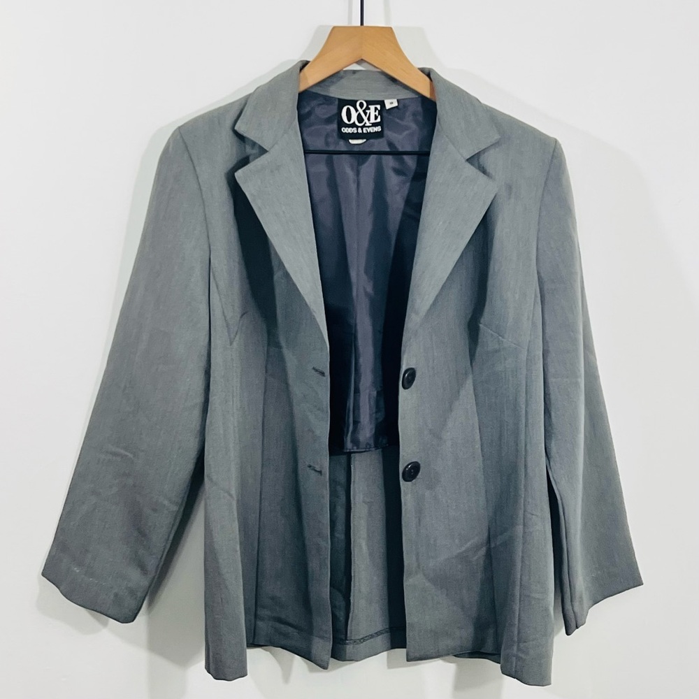 Odds And Evens Vintage Two Button Blazer With Collar Longer Fit Great Streetwear